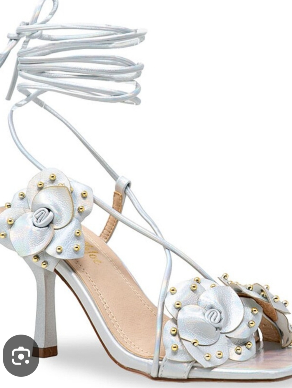 CHASE AND CHLOE Studded Rosette Ankle Tie Sandal....Size 7